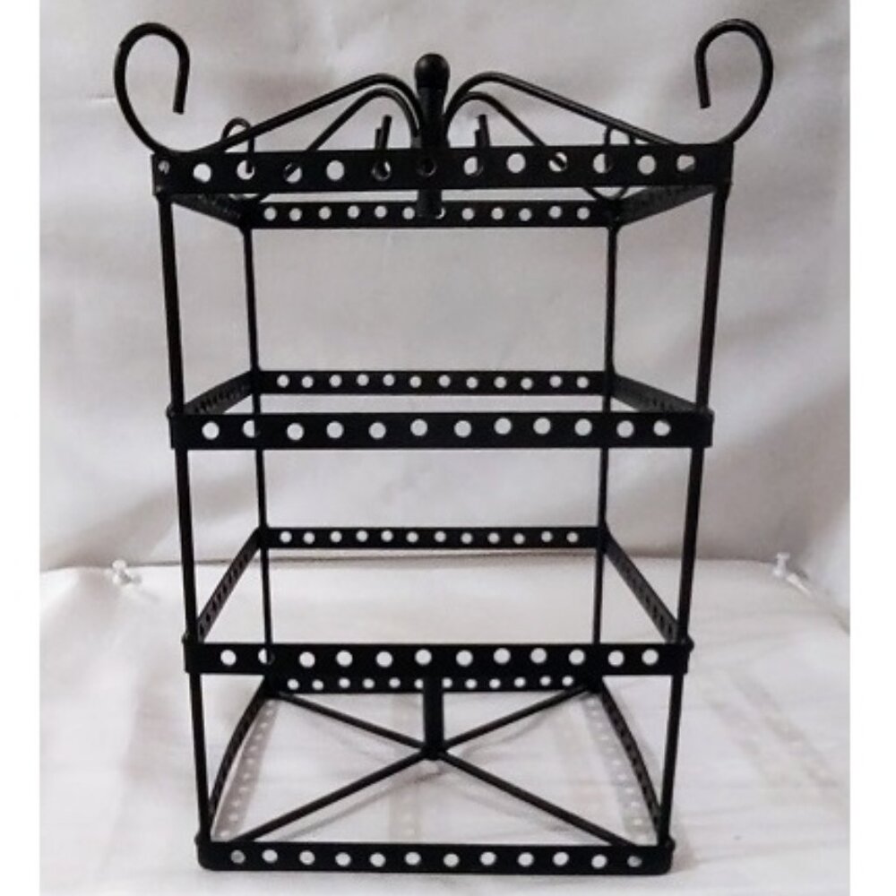 Square Black Metal Jewelry Display Organizer Rack 12x6x6